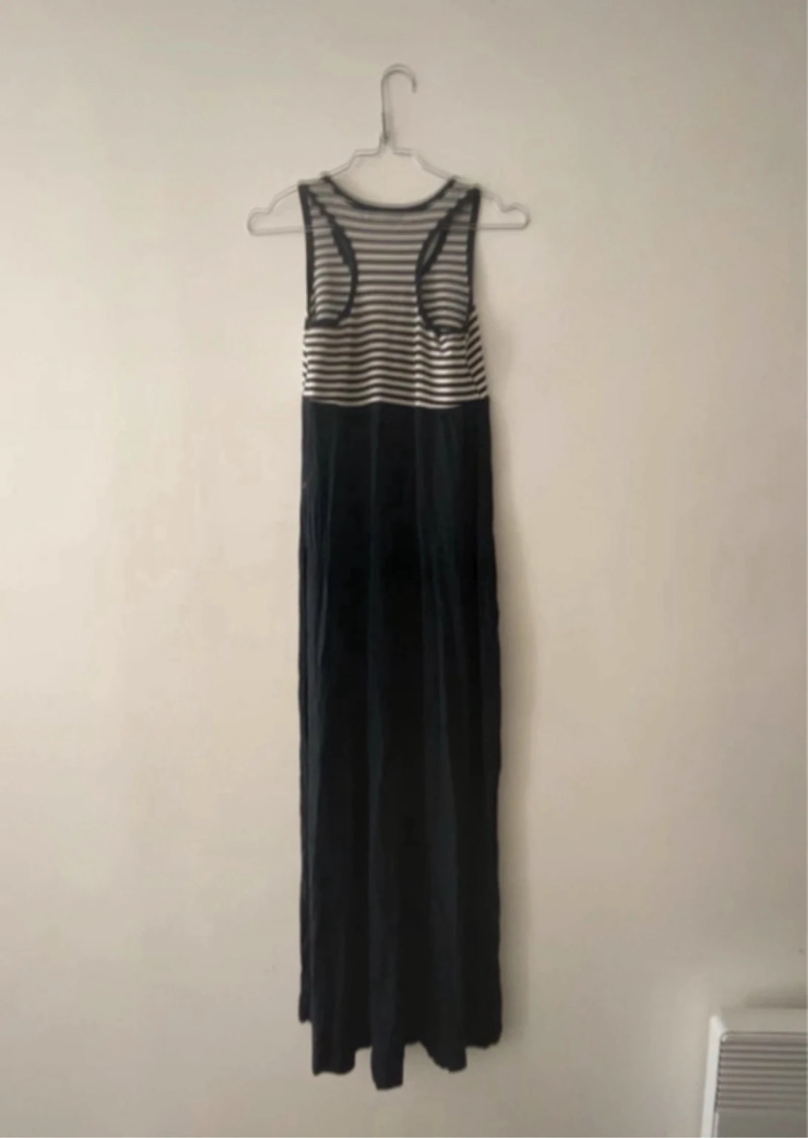 Vestido largo Jing 36 estilo marinero con rayas blancas y negras, sin tirantes, talla maxi – photo 3